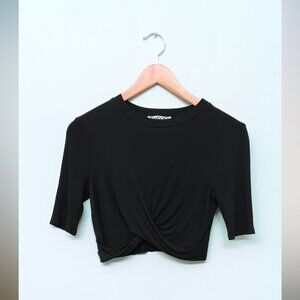 Taroo NYC Round Neck Crop Mid Sleeve Top Black M